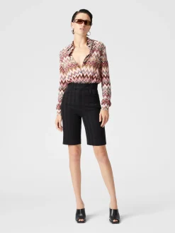 Bermuda en coton et viscose zigzag ton sur ton