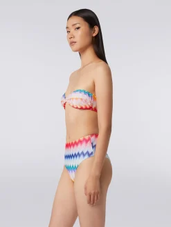 Bikini avec slip taille haute en tissu à imprimé zig zag