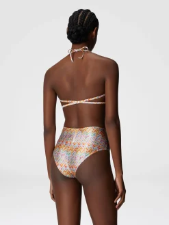 Bikini avec slip taille haute et motif zigzag
