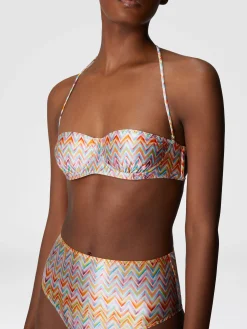 Bikini avec slip taille haute et motif zigzag