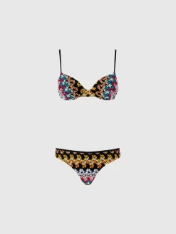 Bikini balconnet en dentelle de viscose lamée