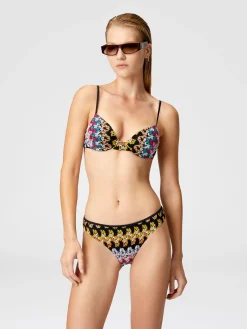 Bikini balconnet en dentelle de viscose lamée