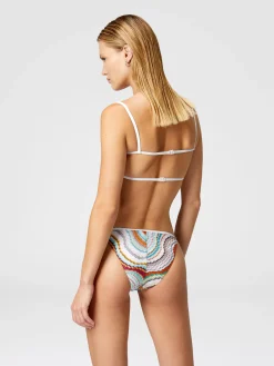 Bikini bandeau à motif vague lamé