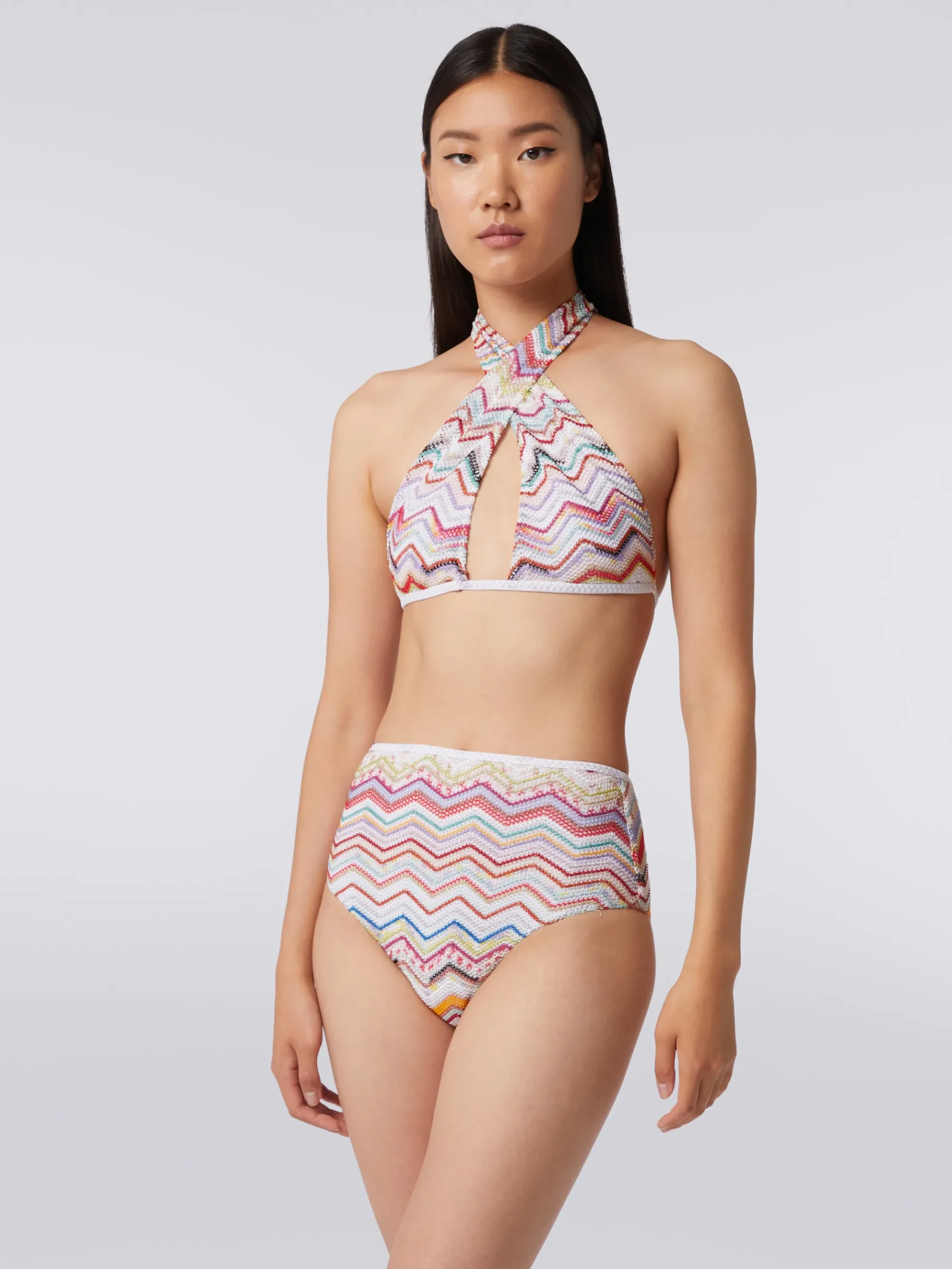 Bikini en crochet avec lurex et slip à taille montante