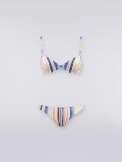 Bikini en maille de viscose rayée