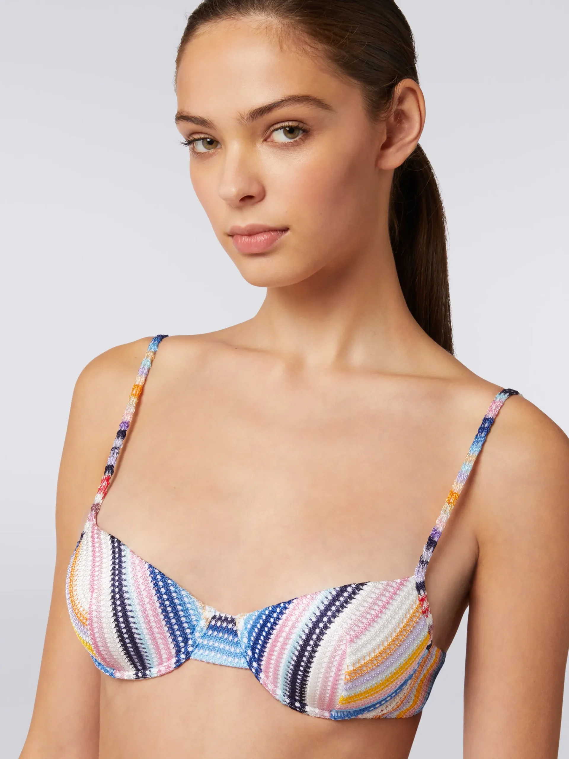 Bikini en maille de viscose rayée