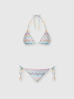 Bikini en viscose mélangée à zig-zag avec lurex