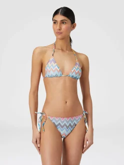 Bikini en viscose mélangée à zig-zag avec lurex