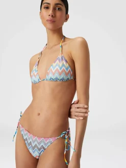 Bikini en viscose mélangée à zig-zag avec lurex