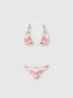 Bikini en viscose mélangée à motif chevrons avec lurex