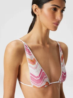 Bikini en viscose mélangée à motif chevrons avec lurex