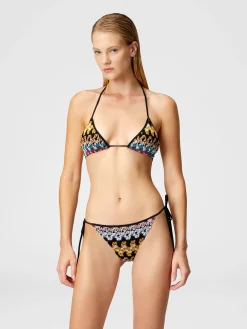 Bikini triangle en dentelle de viscose lamée