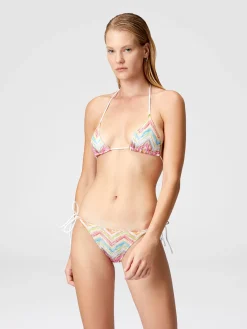 Bikini triangle en tulle imprimé