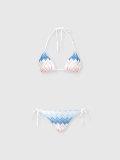 Bikini triangle en viscose mélangée zigzag lamé