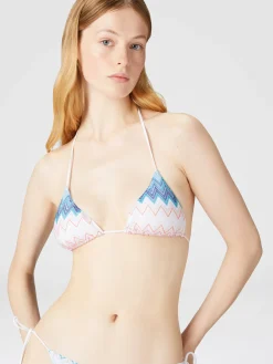 Bikini triangle en viscose mélangée zigzag lamé