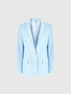 Blazer à simple boutonnage en coton et viscose zigzag ton sur ton