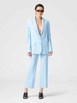 Blazer à simple boutonnage en coton et viscose zigzag ton sur ton