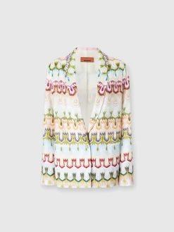 Blazer à un bouton en dentelle de viscose