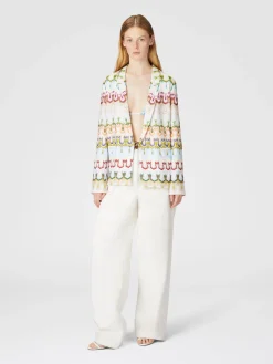 Blazer à un bouton en dentelle de viscose