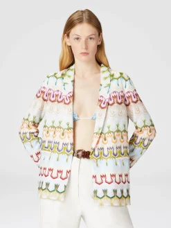 Blazer à un bouton en dentelle de viscose