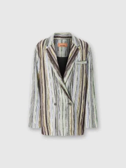 Blazer croisé en viscose flammée lamée rayée