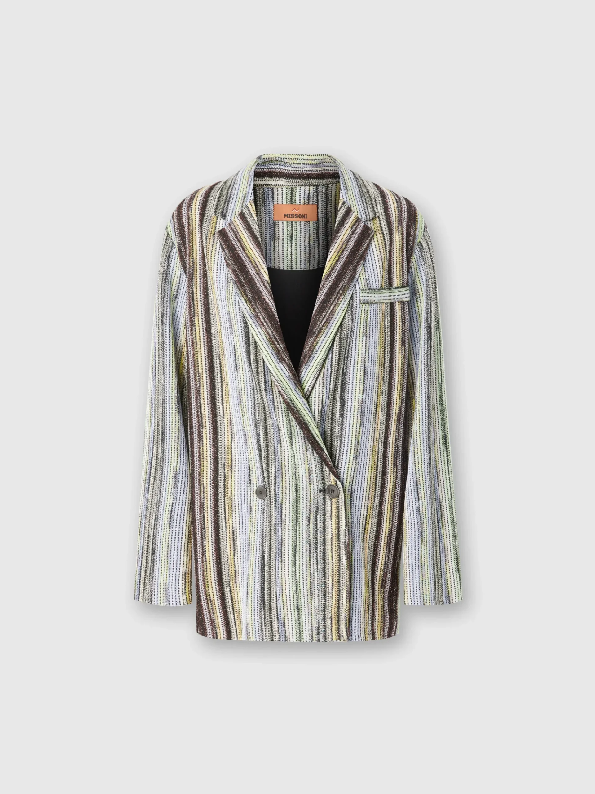 Blazer croisé en viscose flammée lamée rayée