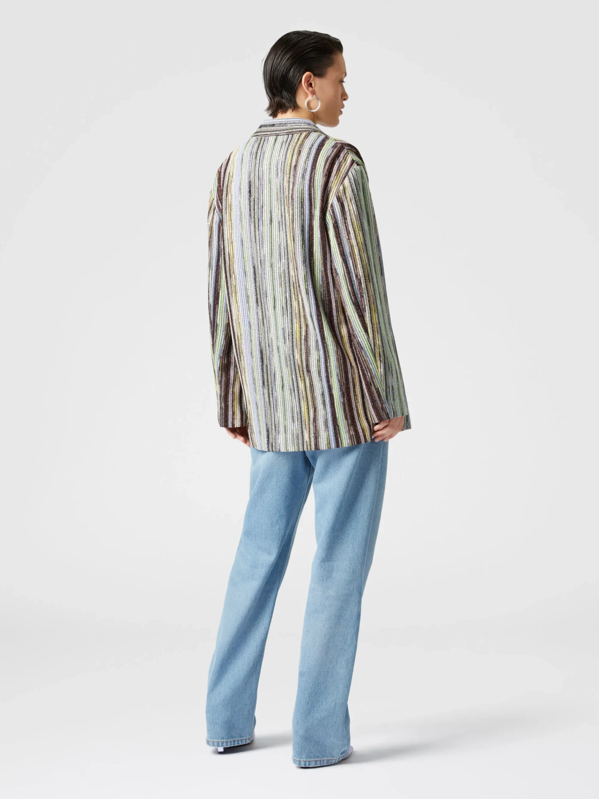 Blazer croisé en viscose flammée lamée rayée