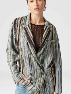 Blazer croisé en viscose flammée lamée rayée