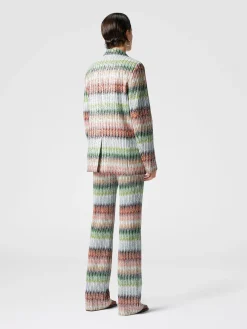 Blazer en maille zig zag dégradé à sequins