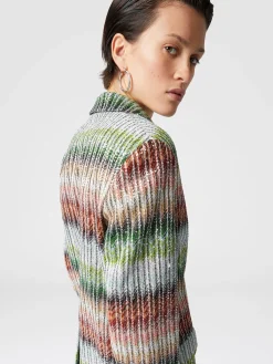 Blazer en maille zig zag dégradé à sequins