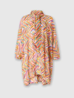 Blouse asymétrique en coton et soie mélangés imprimés