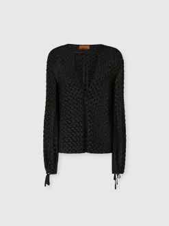 Blouse avec décolleté en V à manches longues en dentelle