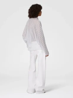 Blouse en dentelle de viscose lamée à col ceinture