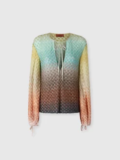 Blouse en dentelle dégradée avec décolleté en V