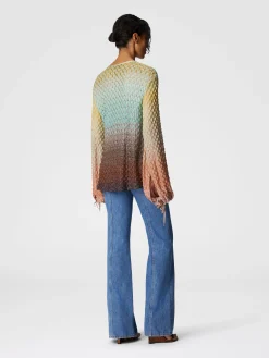 Blouse en dentelle dégradée avec décolleté en V