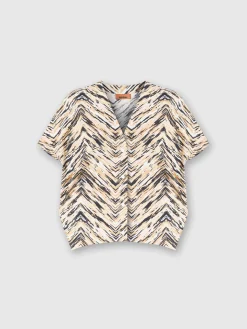 Blouse en popeline de coton zigzag à imprimé animalier