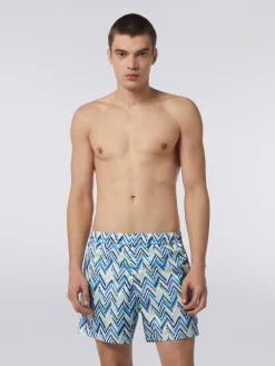 Boxer de bain avec imprimé à zig zag à effet peinture