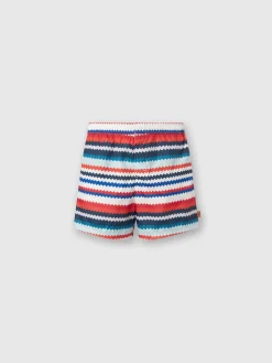 Boxer de bain en nylon à imprimé micro zig zag