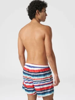 Boxer de bain en nylon à imprimé micro zig zag