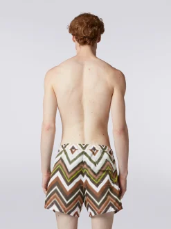 Boxer de bain en nylon avec motif macro zig zag dégradé