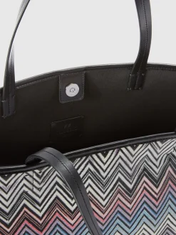 Cabas en coton zig zag avec doubles poignées