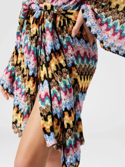 Cache-kimono en dentelle de viscose lamée avec ceinture