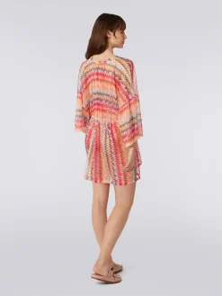 Cache-maillot court en tulle de viscose à chevrons