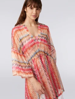 Cache-maillot court en tulle de viscose à chevrons