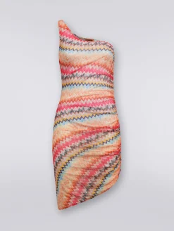 Cache-maillot court épaule nue en tulle à chevrons