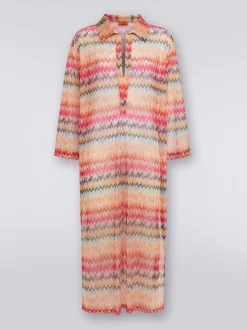 Cache-maillot long à manches longues en tulle de viscose à chevrons