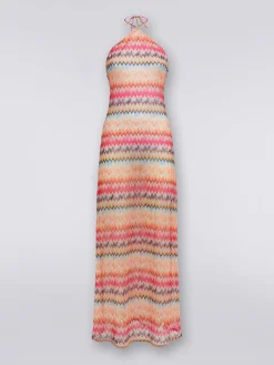 Cache-maillot long en tulle de viscose à chevrons