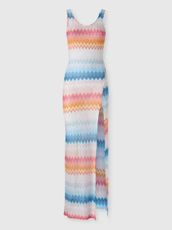 Cache-mire long en viscose zigzag lamé