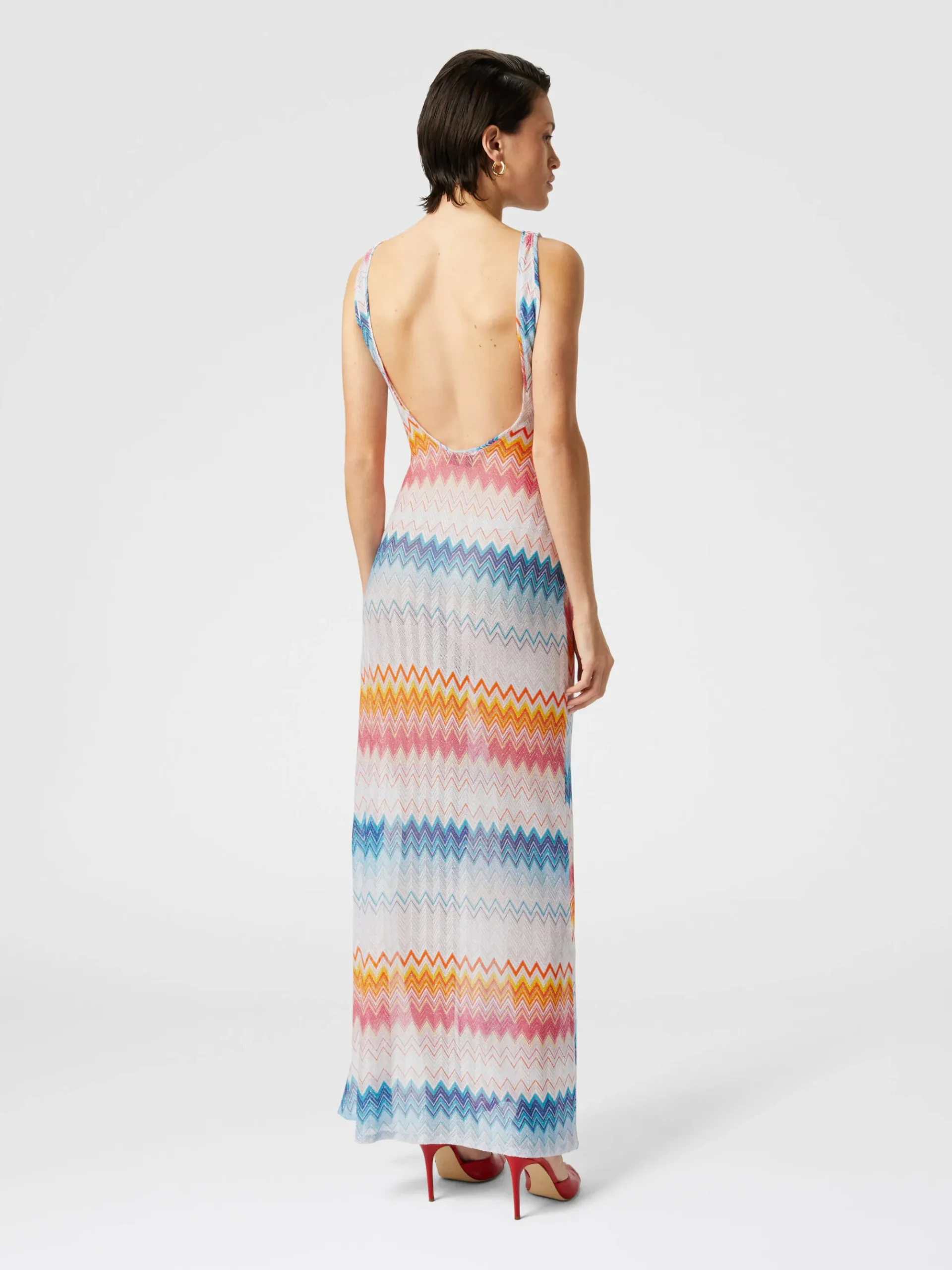 Cache-mire long en viscose zigzag lamé