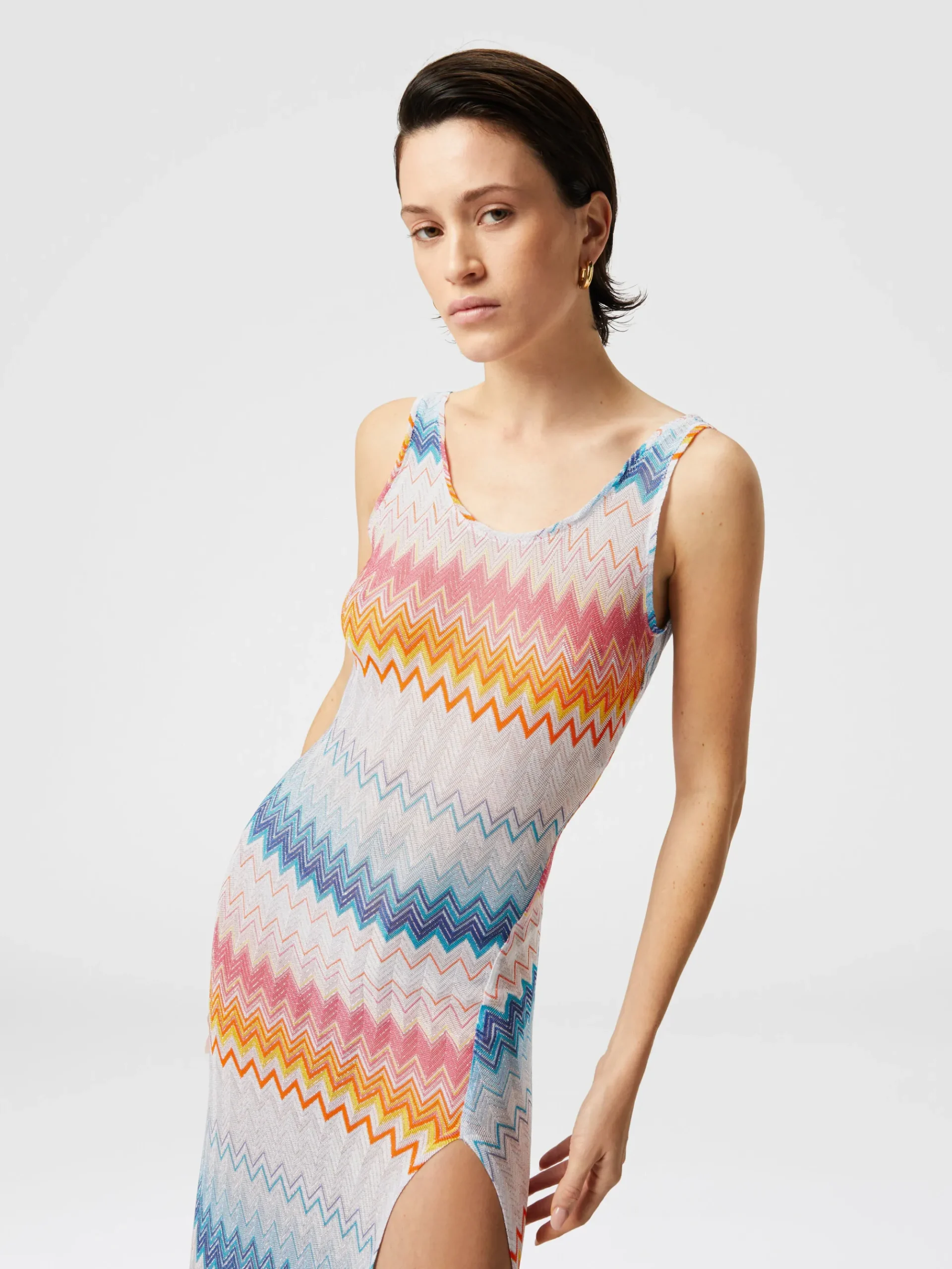 Cache-mire long en viscose zigzag lamé